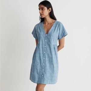 Madewell Button-Front V-Neck Mini Dress